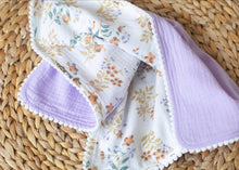 Load image into Gallery viewer, Personalised Baby Pom Pom Patterned Muslin Blanket