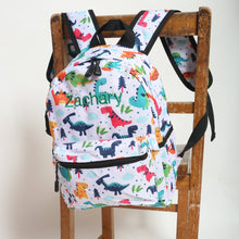 Load image into Gallery viewer, Personalised Dinosaur Patterned Children's Backpack