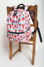 Load image into Gallery viewer, Personalised Strawberry Heart Patterned Children's Backpack