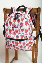 Load image into Gallery viewer, Personalised Strawberry Heart Patterned Children's Backpack