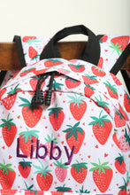 Load image into Gallery viewer, Personalised Strawberry Heart Patterned Children's Backpack