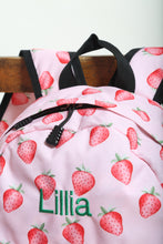 Load image into Gallery viewer, Personalised Strawberry Patterned Children's Backpack