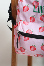 Load image into Gallery viewer, Personalised Strawberry Patterned Children's Backpack