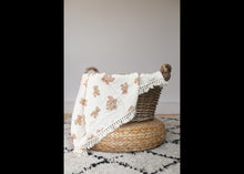 Load image into Gallery viewer, Teddy Bear Tassel Muslin Swaddle
