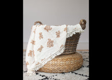 Load image into Gallery viewer, Teddy Bear Tassel Muslin Swaddle