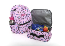 Load image into Gallery viewer, Personalised Unicorn Patterned Children's Backpack + Lunch Box Bag Set
