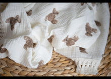 Load image into Gallery viewer, Teddy Bear Tassel Muslin Swaddle