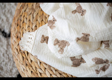 Load image into Gallery viewer, Teddy Bear Tassel Muslin Swaddle