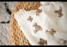 Load image into Gallery viewer, Teddy Bear Tassel Muslin Swaddle