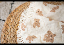 Load image into Gallery viewer, Teddy Bear Tassel Muslin Swaddle