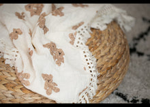 Load image into Gallery viewer, Teddy Bear Tassel Muslin Swaddle