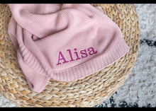 Load image into Gallery viewer, Personalised Lightweight Knitted Baby Blanket