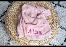 Load image into Gallery viewer, Personalised Lightweight Knitted Baby Blanket