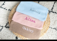 Load image into Gallery viewer, Personalised Lightweight Knitted Baby Blanket