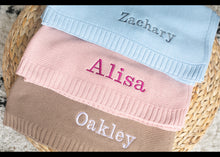 Load image into Gallery viewer, Personalised Lightweight Knitted Baby Blanket