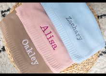 Load image into Gallery viewer, Personalised Lightweight Knitted Baby Blanket