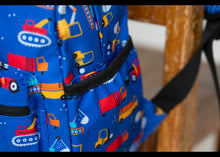 Load image into Gallery viewer, Personalised Vehicle Patterned Children's Backpack
