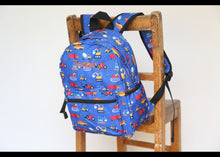 Load image into Gallery viewer, Personalised Vehicle Patterned Children's Backpack