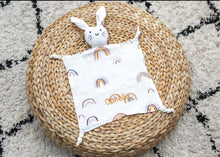 Load image into Gallery viewer, Personalised Rainbow Muslin Swaddle Fringe Blanket