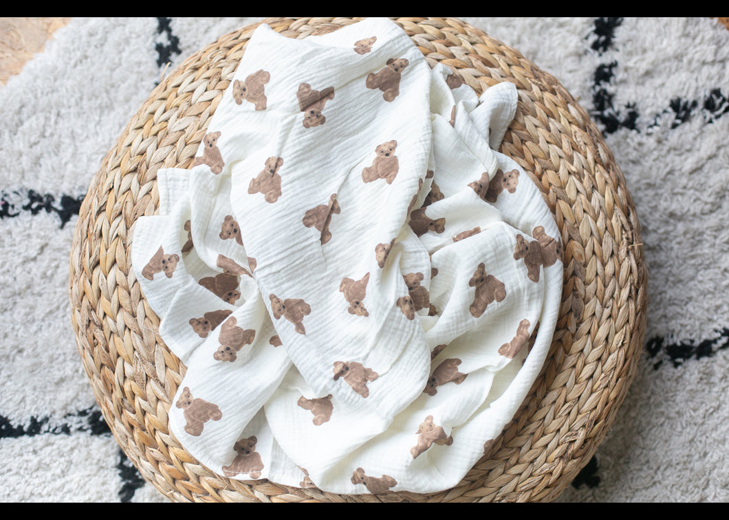 Large Teddy Bear Muslin Swaddle