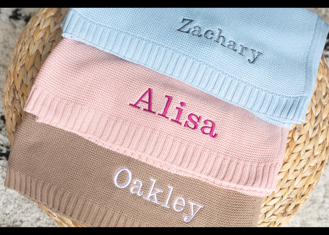 Personalised Lightweight Knitted Baby Blanket