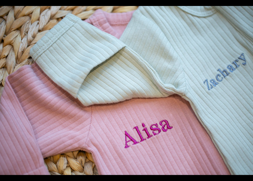 Personalised Baby Double Zip Sleepsuit