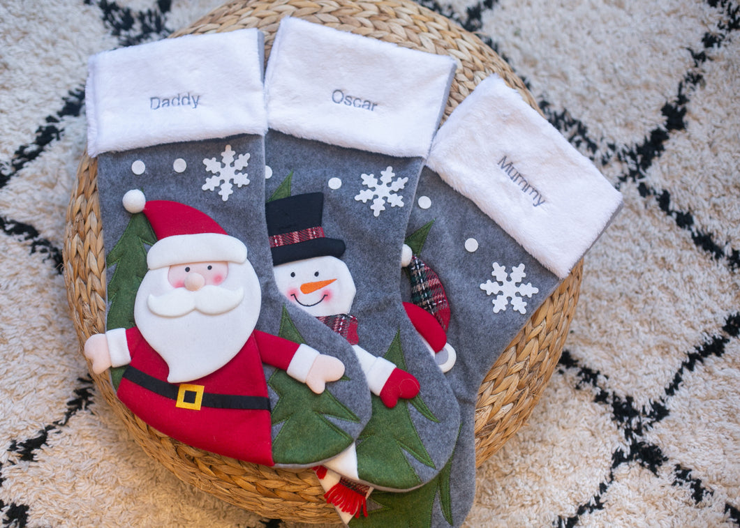 Luxury Grey Personalised Christmas Stockings