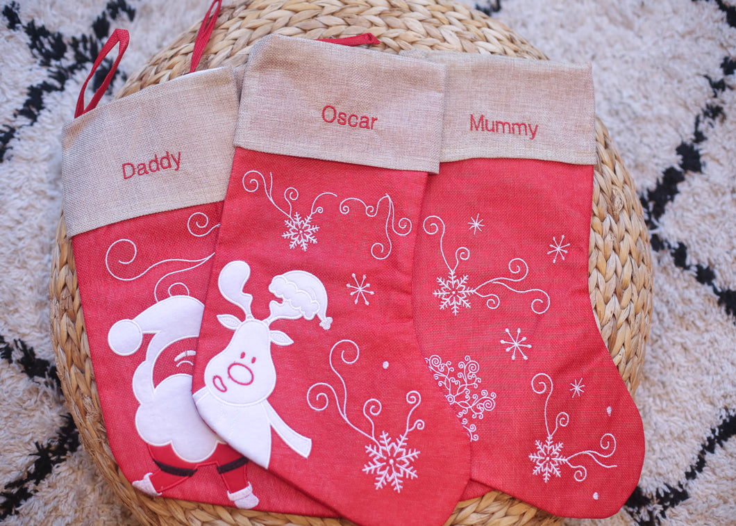 Red and White Personalised Christmas Stocking