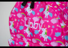 Load image into Gallery viewer, Personalised Unicorn Patterned Children&#39;s Backpack
