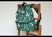 Load image into Gallery viewer, Personalised Football Patterned Children&#39;s Backpack
