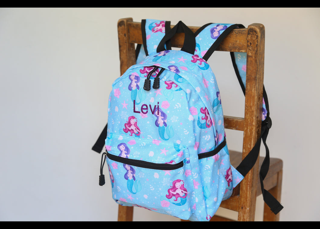 Personalised Mermaid Patterned Children's Backpack