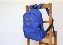 Load image into Gallery viewer, Personalised Aeroplane Embroidered Children&#39;s Backpack
