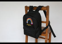 Load image into Gallery viewer, Personalised Rainbow Pencil Embroidered Children&#39;s Backpack
