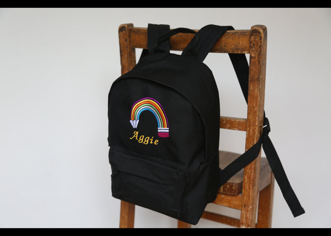 Personalised Rainbow Pencil Embroidered Children's Backpack