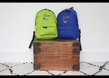 Load image into Gallery viewer, Personalised Aeroplane Embroidered Children&#39;s Backpack
