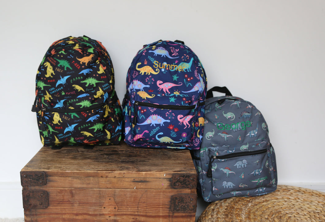 Personalised Dinosaur Patterned Children's Backpack