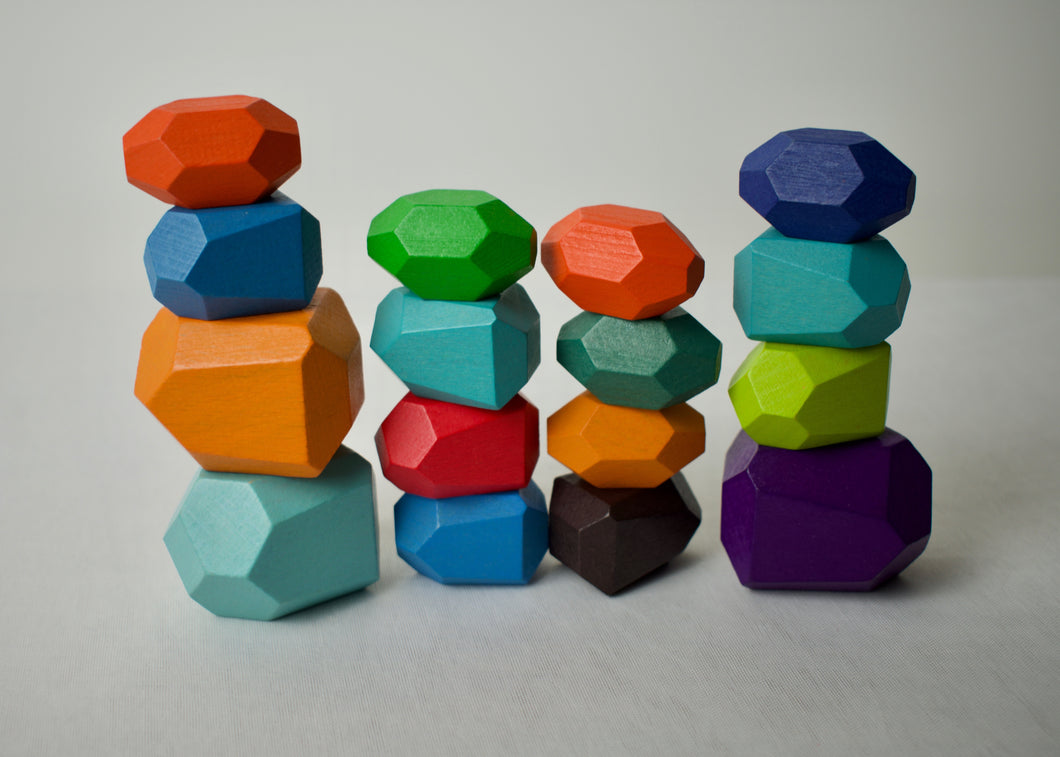 Rainbow Wooden Balancing Stones